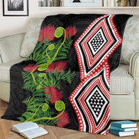 Aotearoa Tukutuku Motif Blanket Pohutukawa and Fern Leaves LT03 - Polynesian Pride