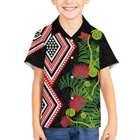 Aotearoa Tukutuku Motif Hawaiian Shirt Pohutukawa and Fern Leaves LT03 - Polynesian Pride