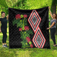 Aotearoa Tukutuku Motif Quilt Pohutukawa and Fern Leaves