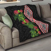 Aotearoa Tukutuku Motif Quilt Pohutukawa and Fern Leaves