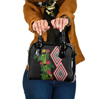 Aotearoa Tukutuku Motif Shoulder Handbag Pohutukawa and Fern Leaves