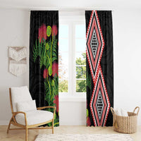 Aotearoa Tukutuku Motif Window Curtain Pohutukawa and Fern Leaves LT03 - Polynesian Pride