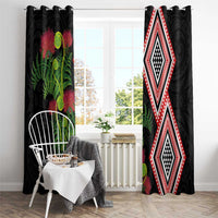 Aotearoa Tukutuku Motif Window Curtain Pohutukawa and Fern Leaves LT03 - Polynesian Pride