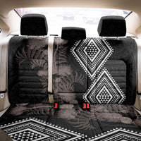 Aotearoa Tukutuku Motif Back Car Seat Cover Pohutukawa and Fern Leaves Grayscale Color