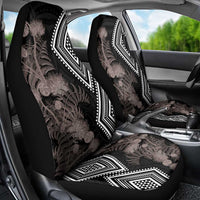 Aotearoa Tukutuku Motif Car Seat Cover Pohutukawa and Fern Leaves Grayscale Color