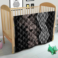 Aotearoa Tukutuku Motif Quilt Pohutukawa and Fern Leaves Grayscale Color