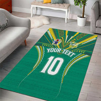 Custom Cook Islands Rugby Area Rug Tatau Art Sport Style Green Color LT03 - Polynesian Pride