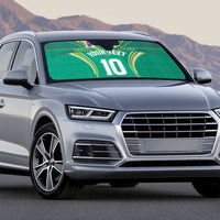 Custom Cook Islands Rugby Auto Sun Shade Tatau Art Sport Style Green Color LT03 - Polynesian Pride