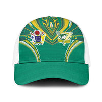 Cook Islands Rugby Baseball Net Cap Tatau Art Sport Style Green Color LT03 One Size White Green - Polynesian Pride