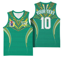 Custom Cook Islands Rugby Basketball Jersey Tatau Art Sport Style Green Color LT03 - Polynesian Pride