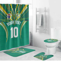 Custom Cook Islands Rugby Bathroom Set Tatau Art Sport Style Green Color LT03 Bathroom Set (4 pcs) Green - Polynesian Pride