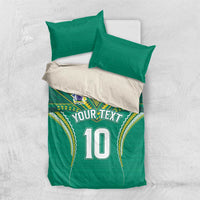 Custom Cook Islands Rugby Bedding Set Tatau Art Sport Style Green Color LT03 US Twin 172cm x 218cm Green - Polynesian Pride
