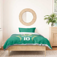 Custom Cook Islands Rugby Bedding Set Tatau Art Sport Style Green Color LT03 - Polynesian Pride