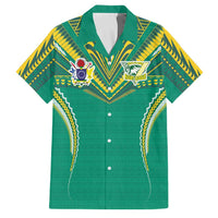 Custom Cook Islands Rugby Family Matching Puletasi and Hawaiian Shirt Tatau Art Sport Style Green Color