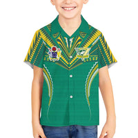 Custom Cook Islands Rugby Family Matching Summer Maxi Dress and Hawaiian Shirt Tatau Art Sport Style Green Color