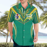 Custom Cook Islands Rugby Hawaiian Shirt Tatau Art Sport Style Green Color LT03 - Polynesian Pride