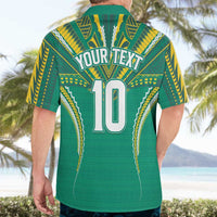 Custom Cook Islands Rugby Hawaiian Shirt Tatau Art Sport Style Green Color LT03 - Polynesian Pride