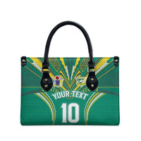 Custom Cook Islands Rugby Leather Bag Tatau Art Sport Style Green Color LT03 - Polynesian Pride