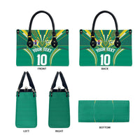 Custom Cook Islands Rugby Leather Bag Tatau Art Sport Style Green Color LT03 - Polynesian Pride