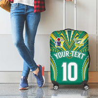Custom Cook Islands Rugby Luggage Cover Tatau Art Sport Style Green Color LT03 - Polynesian Pride