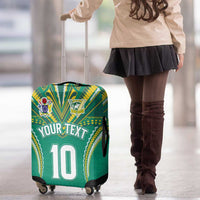 Custom Cook Islands Rugby Luggage Cover Tatau Art Sport Style Green Color LT03 - Polynesian Pride