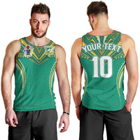 Custom Cook Islands Rugby Men Tank Top Tatau Art Sport Style Green Color LT03 - Polynesian Pride