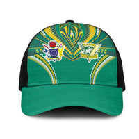 Cook Islands Rugby Mesh Trucker Cap Tatau Art Sport Style Green Color LT03 One Size Black Green - Polynesian Pride