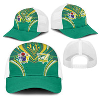 Cook Islands Rugby Mesh Trucker Cap Tatau Art Sport Style Green Color LT03 - Polynesian Pride