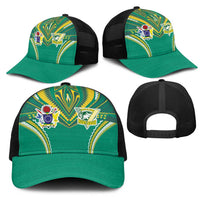 Cook Islands Rugby Mesh Trucker Cap Tatau Art Sport Style Green Color LT03 - Polynesian Pride