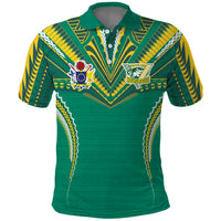 Custom Cook Islands Rugby Polo Shirt Tatau Art Sport Style Green Color LT03 Green - Polynesian Pride