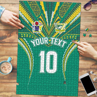 Custom Cook Islands Rugby Puzzle Tatau Art Sport Style Green Color LT03 Green - Polynesian Pride
