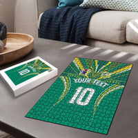 Custom Cook Islands Rugby Puzzle Tatau Art Sport Style Green Color LT03 - Polynesian Pride