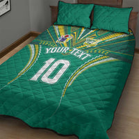 Custom Cook Islands Rugby Quilt Bed Set Tatau Art Sport Style Green Color LT03 - Polynesian Pride