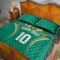 Custom Cook Islands Rugby Quilt Bed Set Tatau Art Sport Style Green Color LT03 - Polynesian Pride