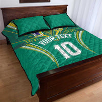 Custom Cook Islands Rugby Quilt Bed Set Tatau Art Sport Style Green Color LT03 - Polynesian Pride