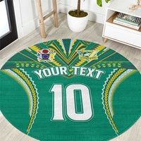 Custom Cook Islands Rugby Round Carpet Tatau Art Sport Style Green Color LT03 Green - Polynesian Pride