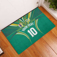 Custom Cook Islands Rugby Rubber Doormat Tatau Art Sport Style Green Color LT03 - Polynesian Pride