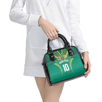 Custom Cook Islands Rugby Shoulder Handbag Tatau Art Sport Style Green Color LT03 - Polynesian Pride