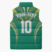 Custom Cook Islands Rugby Sleeveless Puffer Jacket Tatau Art Sport Style Green Color LT03 - Polynesian Pride