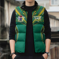 Custom Cook Islands Rugby Sleeveless Puffer Jacket Tatau Art Sport Style Green Color LT03 - Polynesian Pride