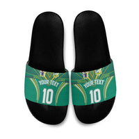 Custom Cook Islands Rugby Slide Sandals Tatau Art Sport Style Green Color LT03 Green - Polynesian Pride