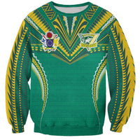 Custom Cook Islands Rugby Sweatshirt Tatau Art Sport Style Green Color LT03 Unisex Green - Polynesian Pride
