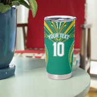 Custom Cook Islands Rugby Tumbler Cup Tatau Art Sport Style Green Color LT03 - Polynesian Pride