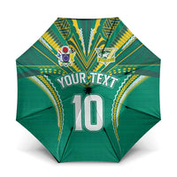Custom Cook Islands Rugby Umbrella Tatau Art Sport Style Green Color LT03 One Size Folded 11.42 inch Opened Diameter 37.4 inch Green - Polynesian Pride