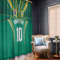 Custom Cook Islands Rugby Window Curtain Tatau Art Sport Style Green Color LT03 - Polynesian Pride
