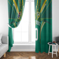 Custom Cook Islands Rugby Window Curtain Tatau Art Sport Style Green Color LT03 - Polynesian Pride