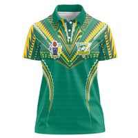 Custom Cook Islands Rugby Women Polo Shirt Tatau Art Sport Style Green Color