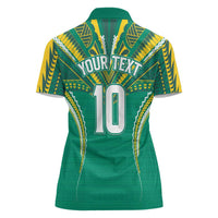 Custom Cook Islands Rugby Women Polo Shirt Tatau Art Sport Style Green Color
