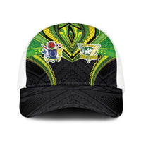 Cook Islands Rugby Baseball Net Cap Tatau Art Sport Style Black Color LT03 One Size White Black - Polynesian Pride