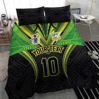 Custom Cook Islands Rugby Bedding Set Tatau Art Sport Style Black Color LT03 - Polynesian Pride